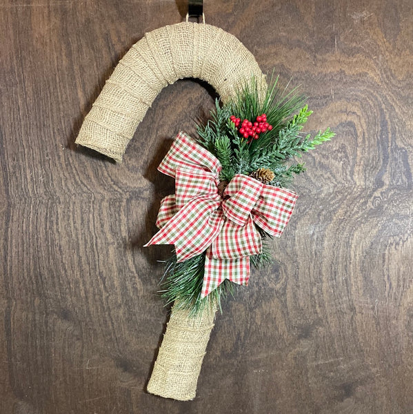 Candy Cane Wreath - Burlap