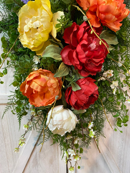 Peonies Swag Wreath