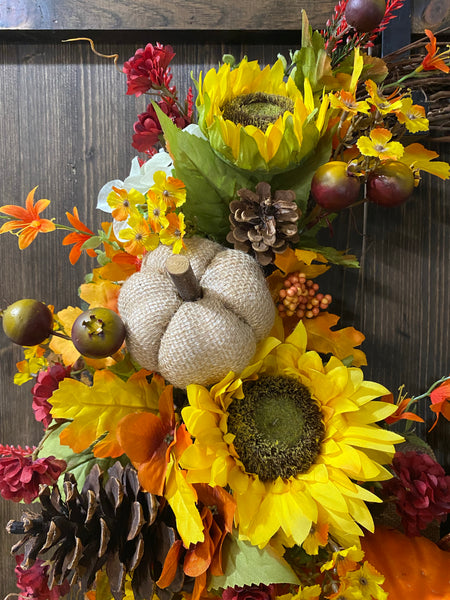 Sunflower & Pumpkin Fall Wreath