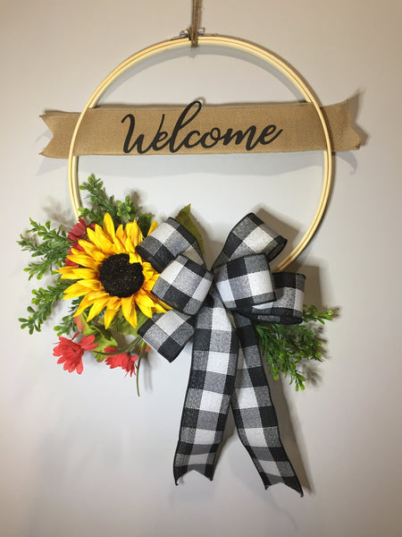 Welcome Yellow Sunflower - (multiple bow options)