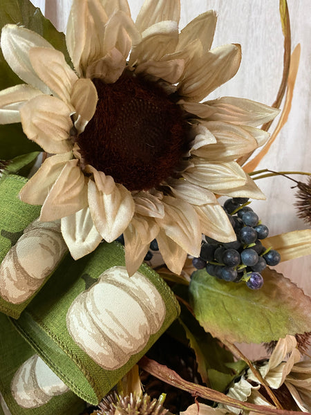 Rustic White Sunflower Wreath