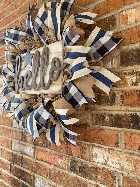 Hello Farmhouse Ribbon Wreath