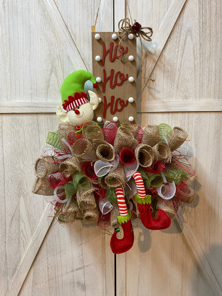 Elf Wreath Rail - Ho Ho Ho