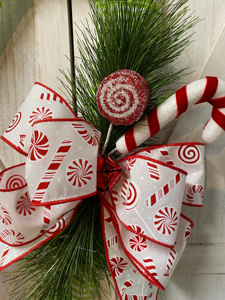 Candy Cane Wreath - Green Peppermint Stripe