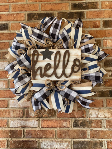 Hello Farmhouse Ribbon Wreath