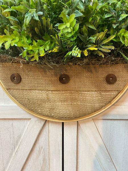 Hoop Wreath - Boxwood, Buttons and Beads