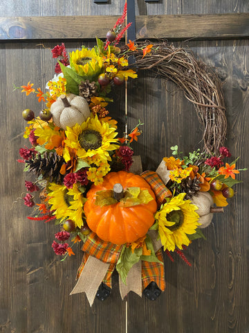 Sunflower & Pumpkin Fall Wreath