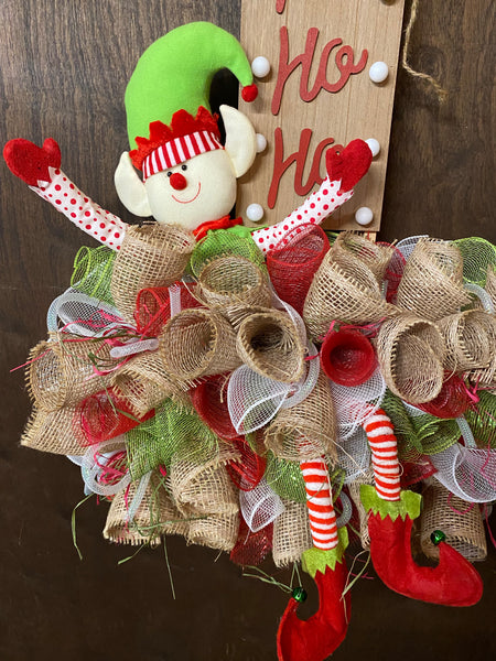 Elf Wreath Rail - Ho Ho Ho