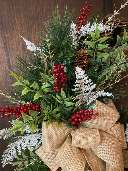 Pine & Berry Wreath with Cross