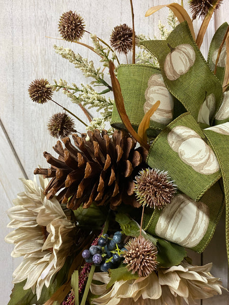 Rustic White Sunflower Wreath