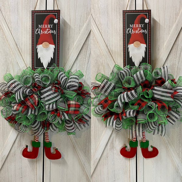 Gnome Elf Christmas Wreath - Rail