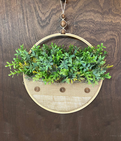 Hoop Wreath - Boxwood, Buttons and Beads