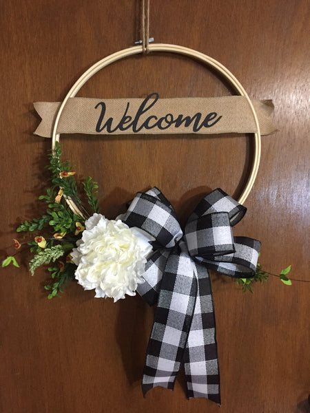 Welcome Peony Wreath - (multiple bow options)