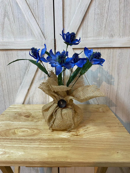 Burlap Sack Arrangement (Greenery or Flowering bush)