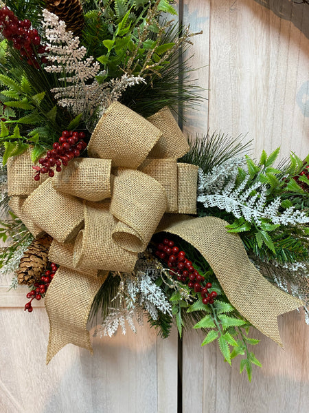 Pine & Berry Wreath with Cross