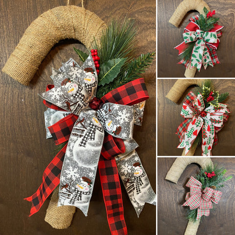 Candy Cane Wreath - Burlap