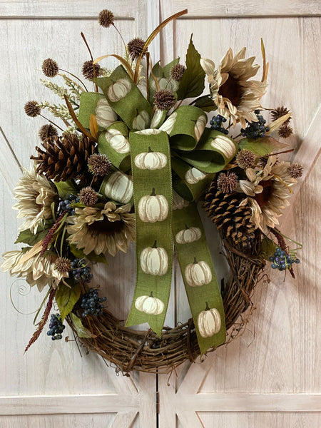 Rustic White Sunflower Wreath