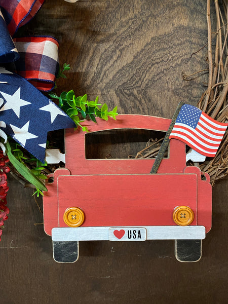 Patriotic Americana Red Truck Wreath