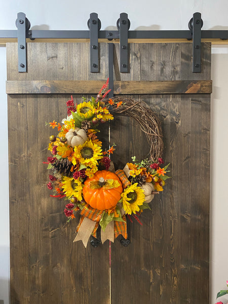 Sunflower & Pumpkin Fall Wreath