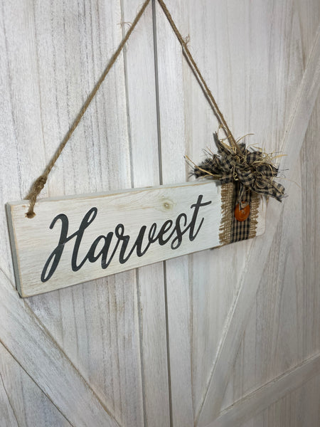 Harvest Sign with plaid bow