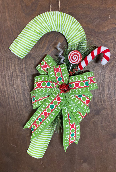 Candy Cane Wreath - Green Peppermint Stripe