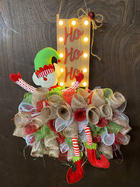 Elf Wreath Rail - Ho Ho Ho