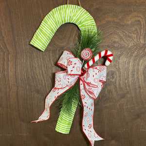 Candy Cane Wreath - Green Peppermint Stripe