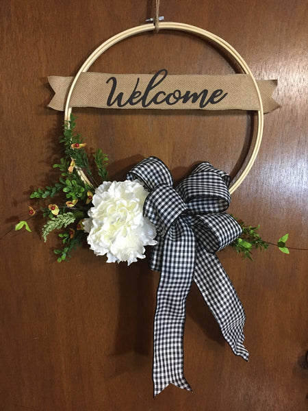 Welcome Peony Wreath - (multiple bow options)