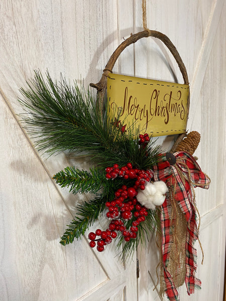 Merry Christmas Wreath - Grapevine Hoop