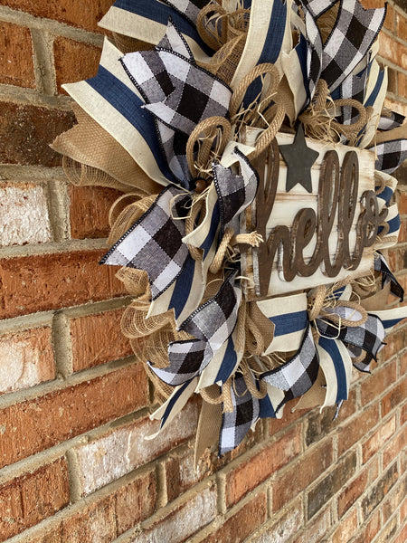 Hello Farmhouse Ribbon Wreath