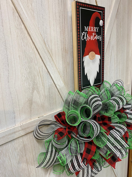 Gnome Elf Christmas Wreath - Rail