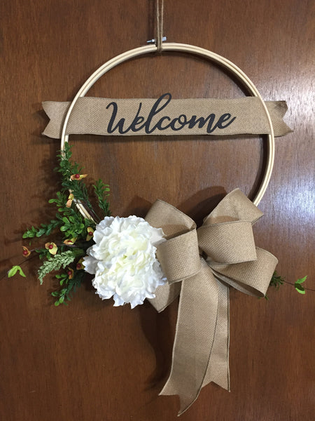 Welcome Peony Wreath - (multiple bow options)