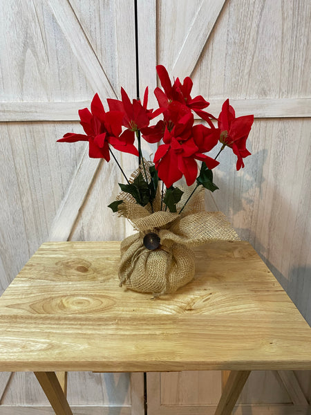 Burlap Sack Arrangement (Greenery or Flowering bush)