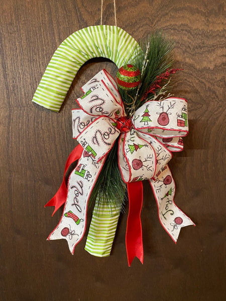 Candy Cane Wreath - Green Peppermint Stripe