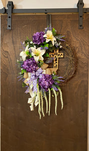 Easter Lily & Hydrangea Grapevine Wreath