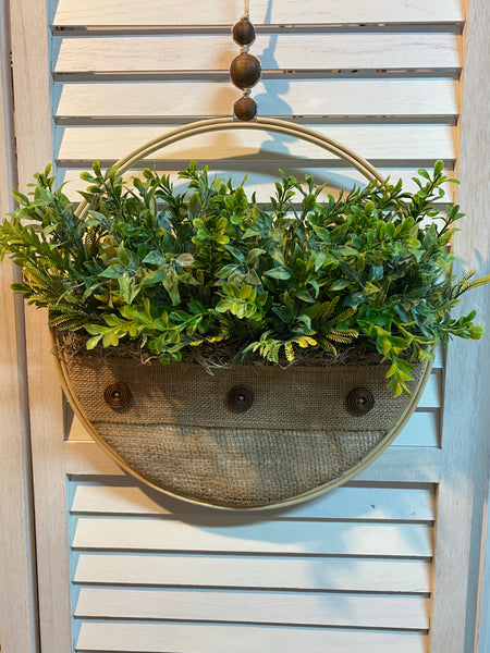 Hoop Wreath - Boxwood, Buttons and Beads