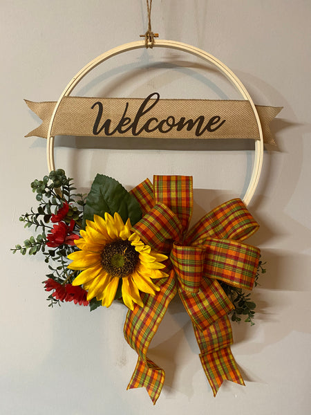 Welcome Yellow Sunflower - (multiple bow options)