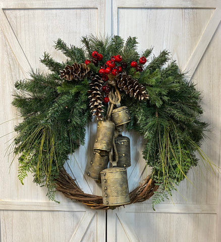 Cowbells Evergreen Wreath